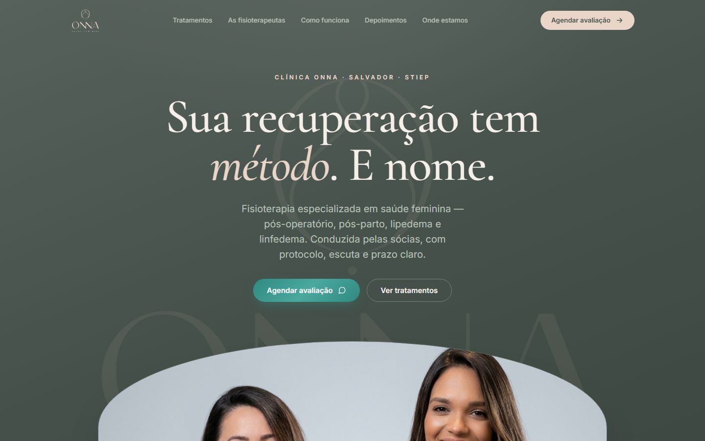 Abertura da p&aacute;gina da Clínica Onna